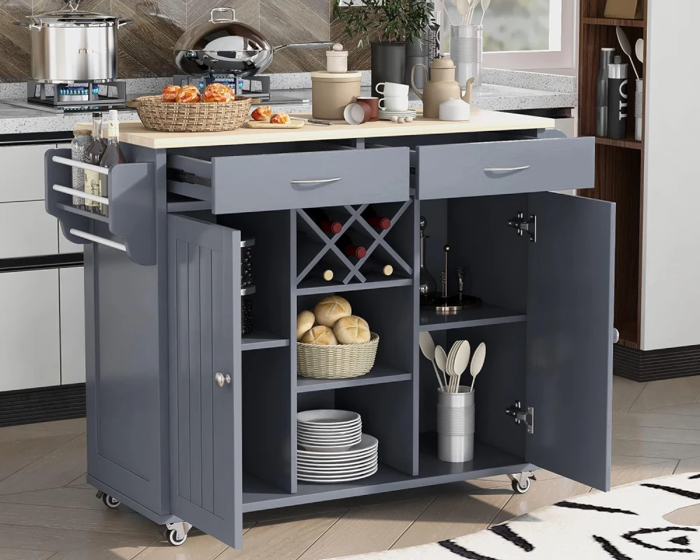 narrow kitchen island with storage