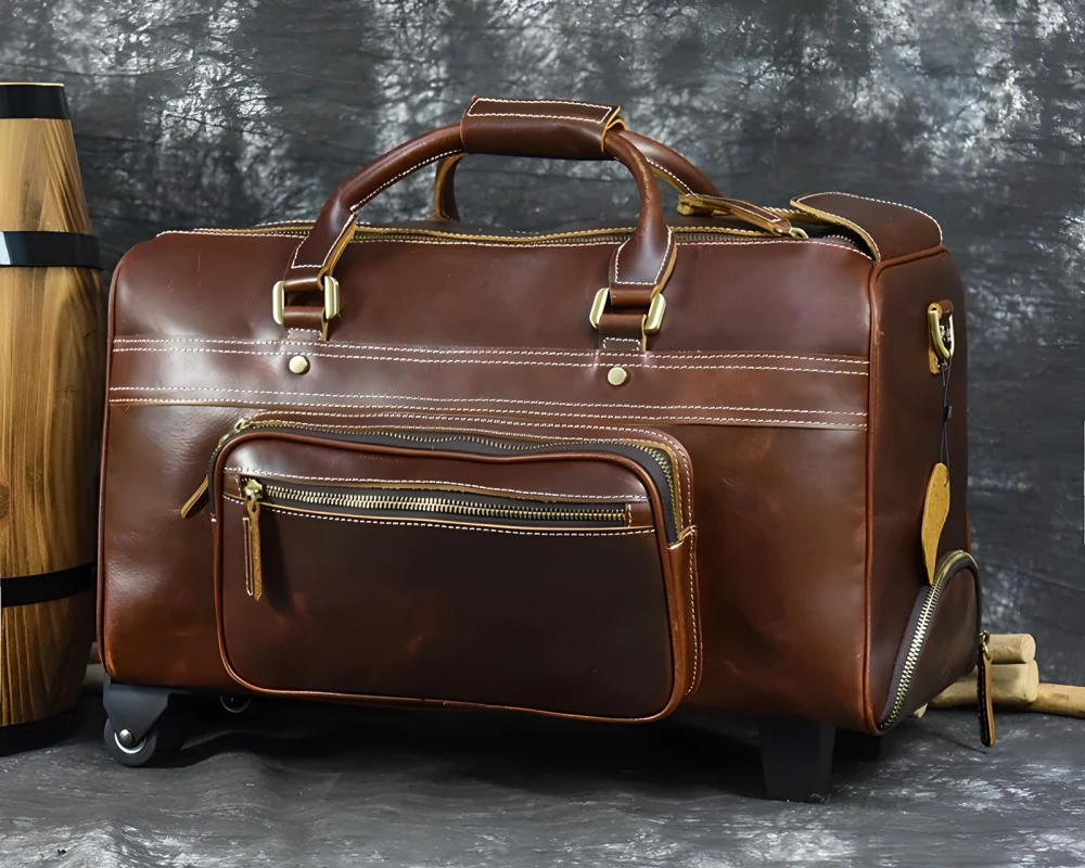 leather suitcase carry on