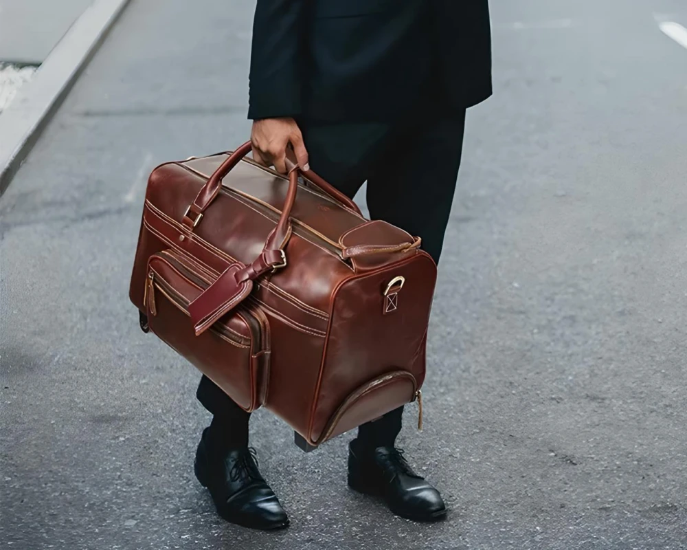 leather carry on luggage bag