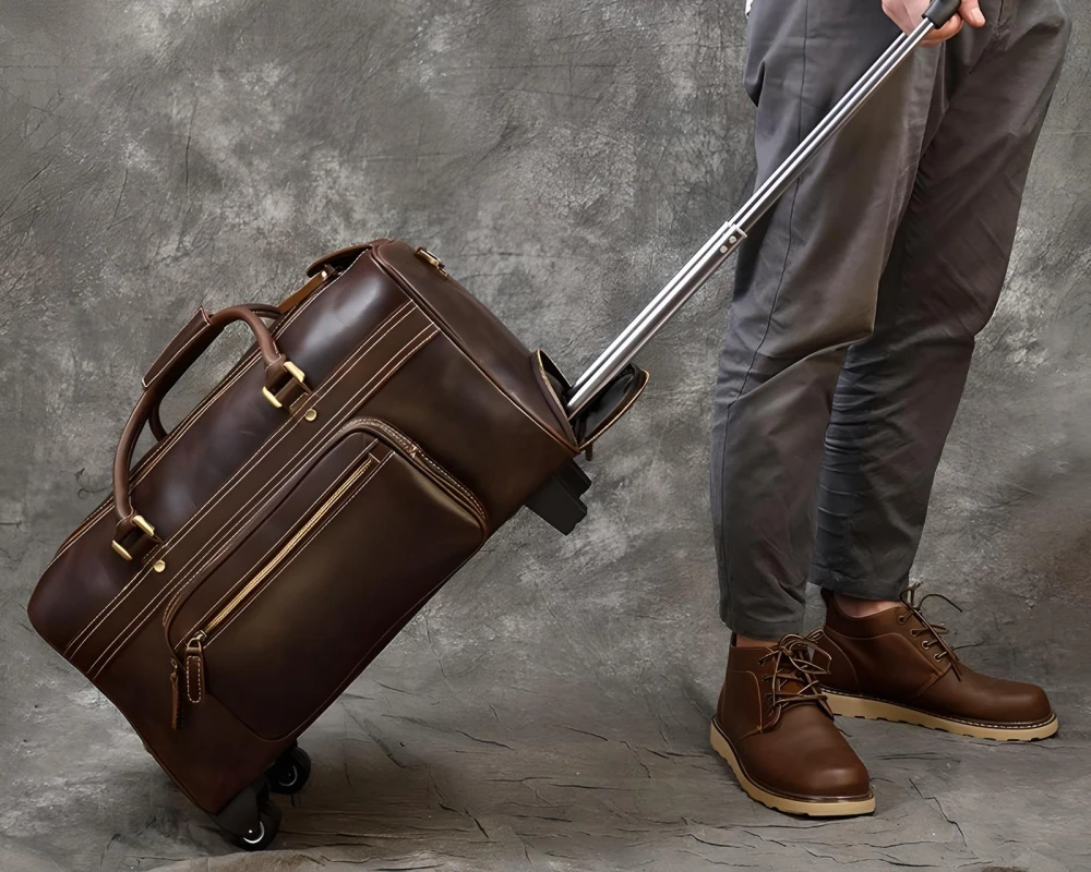 leather carry on bag men's
