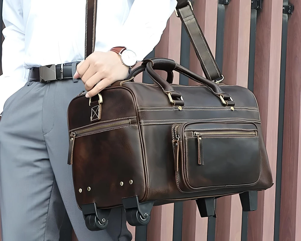 leather mens carry on bag