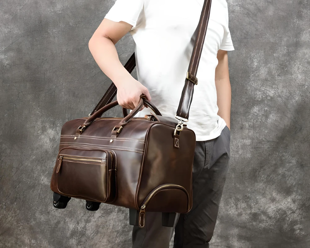 leather mens carry on bag